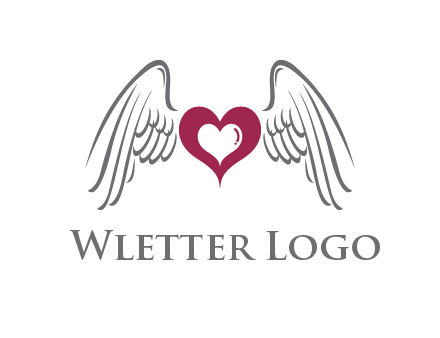 heart with angel wings logo