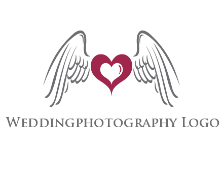 heart with angel wings logo