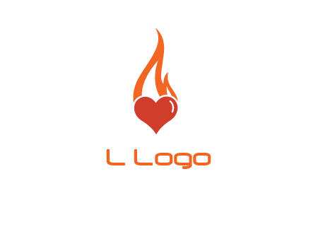 abstract fire on heart icon