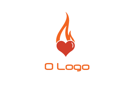 abstract fire on heart icon