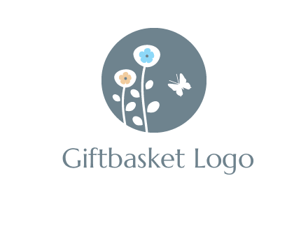 abstract flower with butterfly inside circle logo