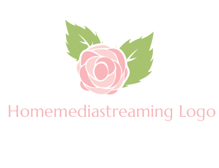 abstract rose flower with leaves logo