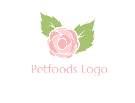 abstract rose flower with leaves logo