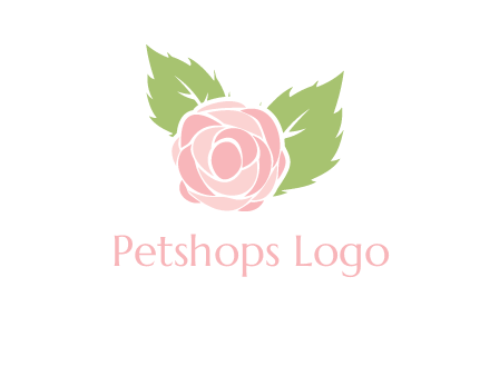 abstract rose flower with leaves logo