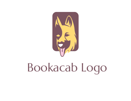 abstract dog in rectangle shape logo