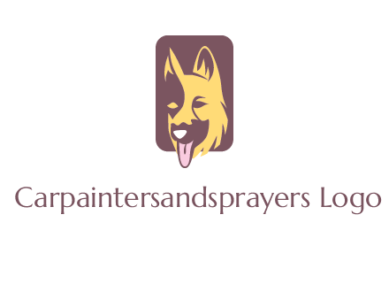 abstract dog in rectangle shape logo