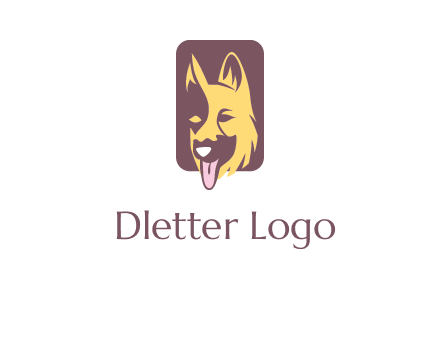 abstract dog in rectangle shape logo