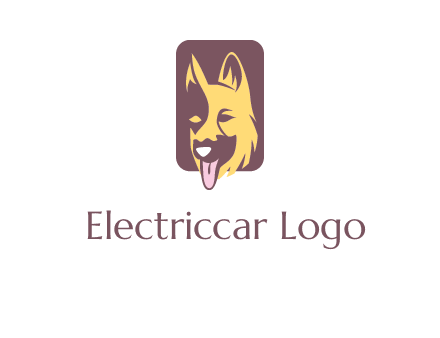 abstract dog in rectangle shape logo