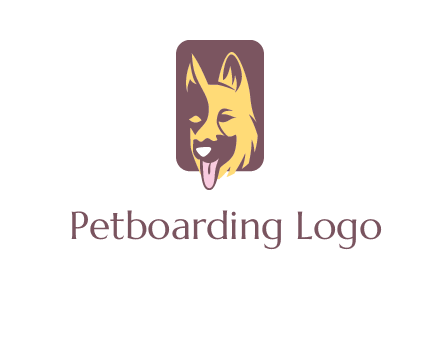 abstract dog in rectangle shape logo