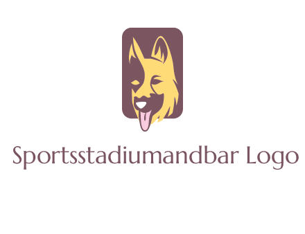 abstract dog in rectangle shape logo