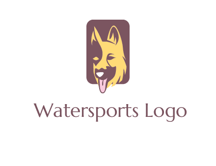 abstract dog in rectangle shape logo