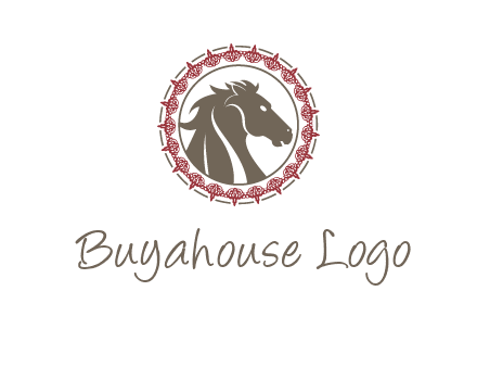 horse inside an emblem logo