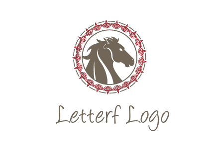 horse inside an emblem logo