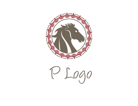 horse inside an emblem logo