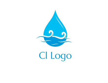 abstract waves with water drop logo