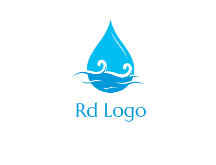 abstract waves with water drop logo