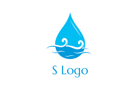 abstract waves with water drop logo