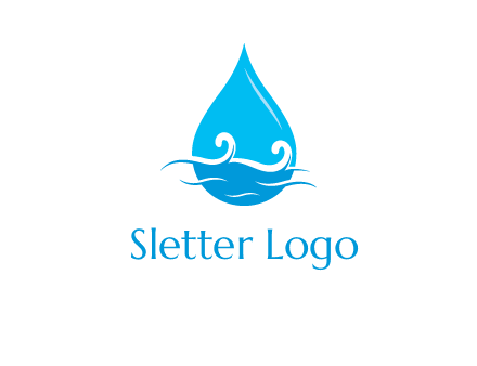 abstract waves with water drop logo