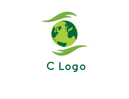 globe with abstract caring hand logo