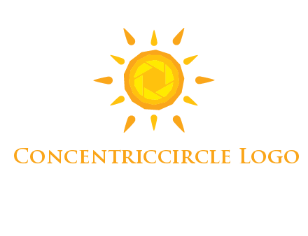 camera shutter inside abstract sun logo