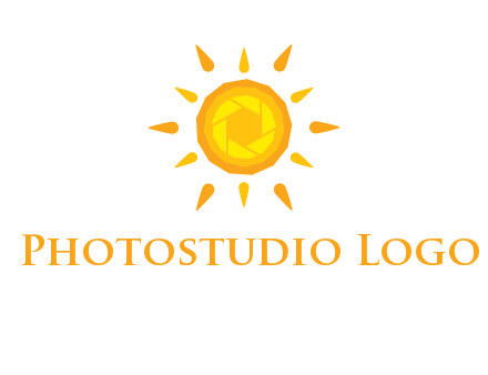 camera shutter inside abstract sun logo