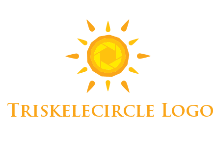 camera shutter inside abstract sun logo