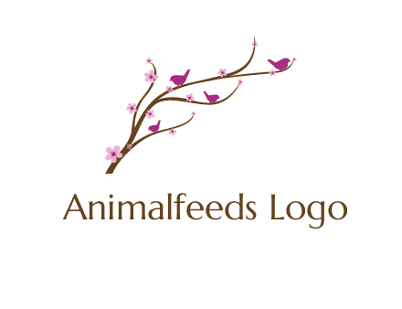 birds in the tree with flowers logo