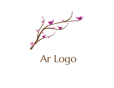 birds in the tree with flowers logo