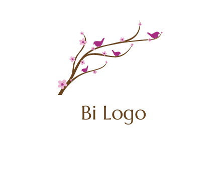 birds in the tree with flowers logo