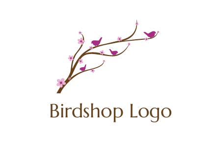 birds in the tree with flowers logo