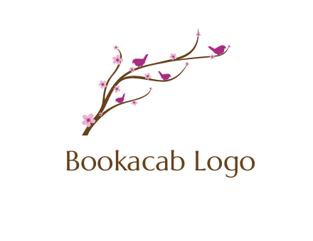 birds in the tree with flowers logo