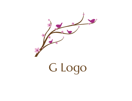 birds in the tree with flowers logo