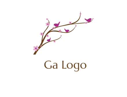 birds in the tree with flowers logo