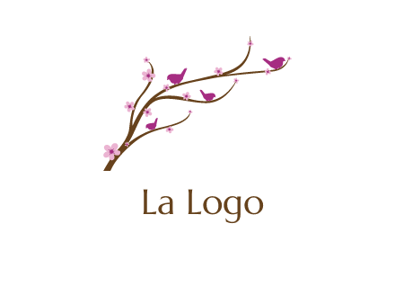 birds in the tree with flowers logo