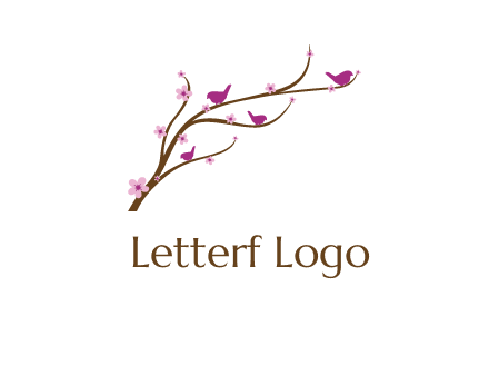 birds in the tree with flowers logo