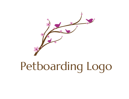 birds in the tree with flowers logo