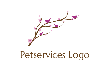 birds in the tree with flowers logo