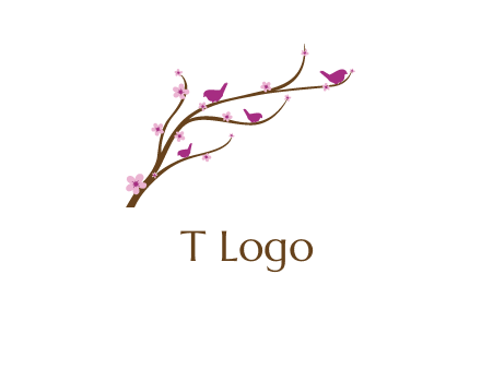 birds in the tree with flowers logo