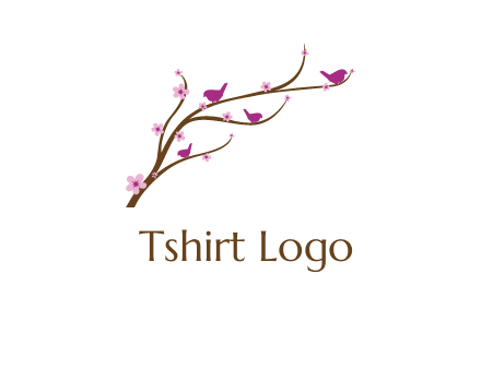 birds in the tree with flowers logo