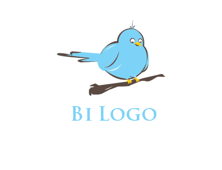 cartoon bird sit on wood logo