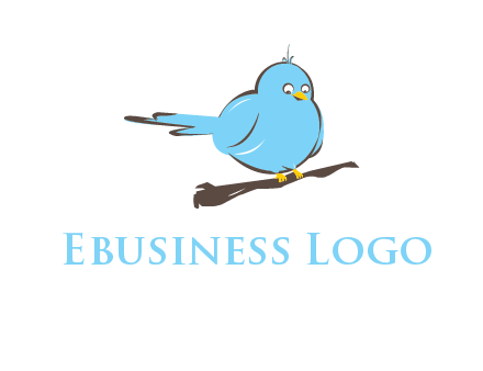 cartoon bird sit on wood logo