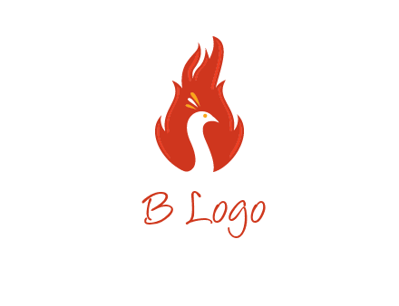 abstract peacock in fire flames icon