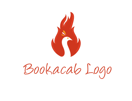 abstract peacock in fire flames icon