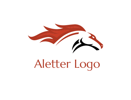 abstract horse combine with fire flames logo