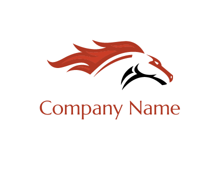 abstract horse combine with fire flames logo