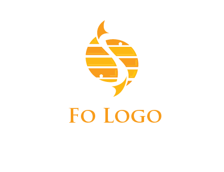 two abstract fishes create circle logo