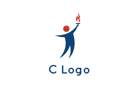 abstract person holding Olympic flame logo