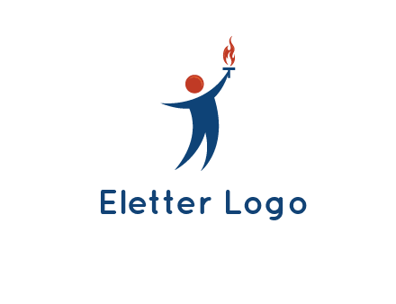 abstract person holding Olympic flame logo