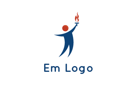 abstract person holding Olympic flame logo