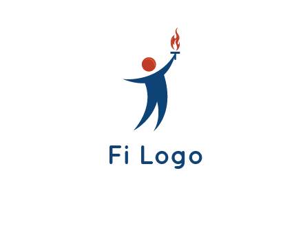 abstract person holding Olympic flame logo